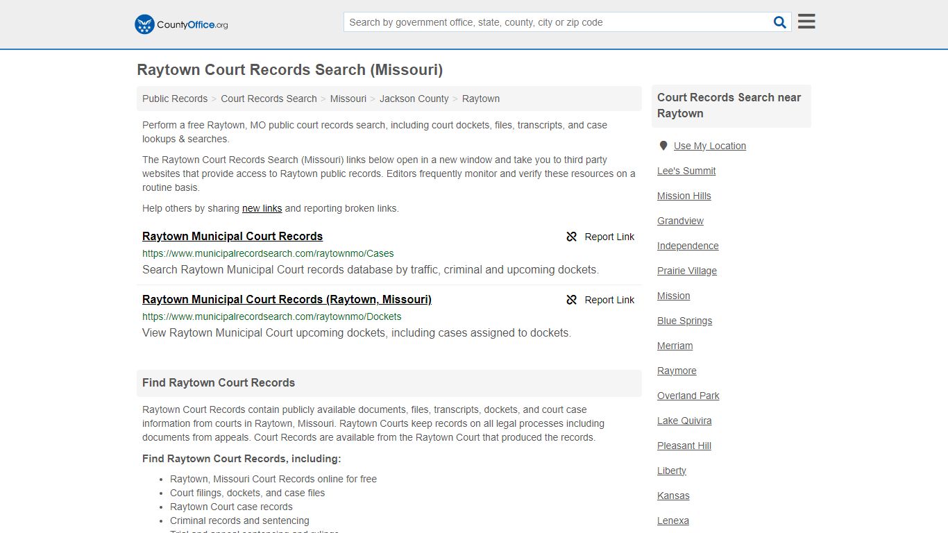 Raytown Court Records Search (Missouri) - County Office