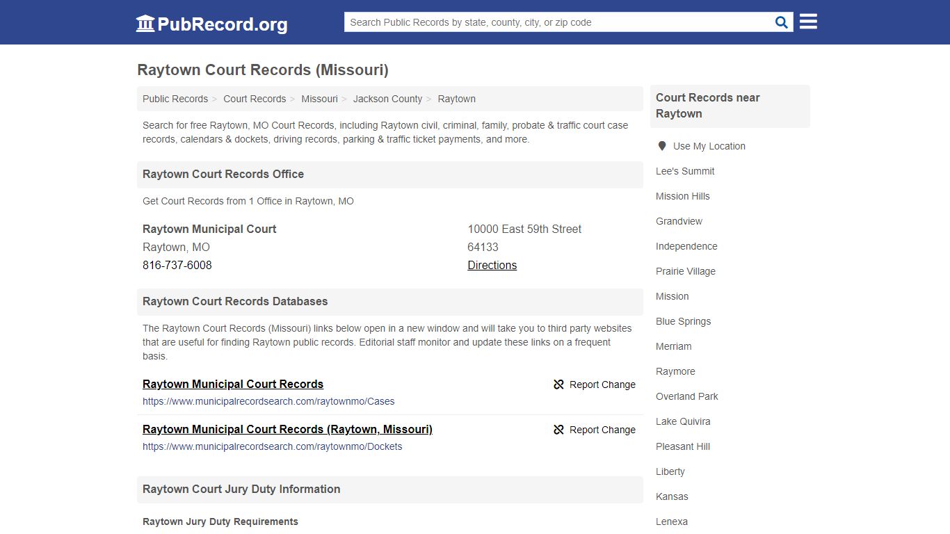 Free Raytown Court Records (Missouri Court Records)