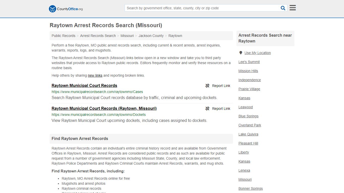 Arrest Records Search - Raytown, MO (Arrests & Mugshots) - County Office